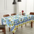 Mediterranean style blue white tile lemon pattern fabric tablecloth for dining table decor - 40x60cm Brushed Fabric / Mediterranean Lemon Tiles (ZB741-24)