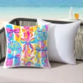 Colorful summer island coastal seashell starfish throw pillow for seaside vacation decor. - 45*45cm Short Plush Single Sided Without Core / CDR491-4