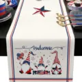 Corsia da tavola patriottica con gnomi e stelle, perfetta per la festa dell'indipendenza. - 33*183cm / Welcome to America (ZQ227-10)