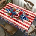 Independence Day tablecloth patriotic red white and blue floral table cover for holiday decor. - 40x60cm Brushed Fabric (20g) / Flag and Floral Style (ZB225-20)
