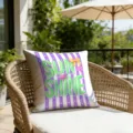 Summer vacation striped starfish decorative throw pillow cover, purple white design variant. - Sunshine Style (CDR492-1) / 45*45cm Short Plush Single Sided