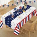 American Independence Day Tablecloth Patriotic Red White Blue Stars Stripes Home Party Decor - Style 12 / 40*60cm Brushed Fabric