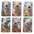 Retro aquarel schaap print keukendoek, comfortabele absorberende vaatdoek voor thuis. - Schaap Stijl (MJBT184-2) / 6-delige set