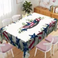 Independence Day Tablecloth American Flag Stars Pattern Dining Room Table Decor Fabric - Stars and Stripes with Green Leaves Style (ZB225-13) / 40*60cm Brushed Fabric