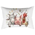 Boerderij dieren lange lendenkussenhoes, vintage rustiek boerderij decoratieve bank kussensloop - Cartoon Geit Varken Haan Stijl (CDR495-17) / 1 Stuk
