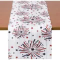Runner da tavola patriottico con stelle e fuochi d artificio per decorazione sala da pranzo. - 33*183cm / Fuochi d'Artificio Stella Patriottici (ZQ227-6)