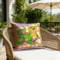 Vintage cartoon graffiti stripe alligator throw pillowcase for resort style yellow variant 1pc - 18x18 Inch / 1 Piece / Funny Crocodile Style (CDR493-11)