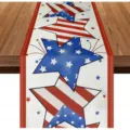 Vista dettagliata del runner da tavola patriottico con stelle e strisce per feste. - 33*183cm / Stelle Patriottiche Classiche (ZQ227-4)