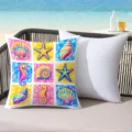 Colorful summer sea starfish throw pillow, vibrant marine style decorative cushion variant. - 45*45cm Short Plush Single Sided Without Core / CDR491-7
