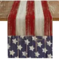 Elegante runner da tavola bandiera americana per Memorial Day e decorazione della casa. - 33*183cm / Stelle e Strisce Vintage (ZQ227-2)