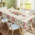 Nappe de table florale élégante avec motif de roses roses, housse de table anti-poussière pour salon. - 40x60cm Tissu Brossé / Rose de Vigne Européenne (ZB741-1)