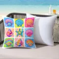 Colorful seashell and starfish throw pillow summer beach resort style cushion cover - 45*45cm Short Plush Single Sided Without Core / CDR491-8