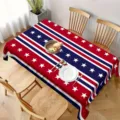 Independence day tablecloth patriotic red white blue stars rectangular table cover decor - Independence Day Stars and Stripes Wood Grain Style (ZB225-6) / 40*60cm Brushed Fabric