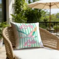 Retro cartoon graffiti striped animal throw pillow cover for outdoor resort pool decor. - 18x18 Inch / 1 Piece / Bird Style (CDR493-13)