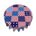 Round American patriotic tablecloth with stars and stripes patch design, ideal for July 4th. - Brushed Fabric (ZB226-10) / Round Diameter 150cm