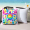 Colorful watercolor sea turtle throw pillow for summer beach resort and outdoor pool decor. - 45*45cm Short Plush Single Sided Without Core / CDR491-9