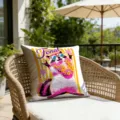 Vintage cartoon animal throw pillow cover for outdoor patio, pool and vacation home decor. - 18x18 Inch / 1 Piece / Cow Style (CDR493-15)