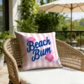 Summer beach striped pillowcase with hibiscus flowers, perfect for resort and home decor. - Beach Bum Style (CDR492-6) / 45*45cm Short Plush Single Sided