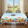 Nappe rectangulaire avec motif de plage tropicale d'ete pour la table de salle a manger - Style ZB742-3 (Bord ondulé) / 40x60cm Tissu Brossé