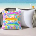 Colorful marine fish throw pillow for summer beach vacation style outdoor patio decoration. - 45*45cm Short Plush Single Sided Without Core / CDR491-10
