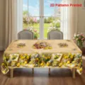 Nappe de table d'été citron avec bord ondulé rectangulaire en tissu anti-poussière - Style ZB742-4 (Bord Festonné) / 40x60cm Tissu Brossé