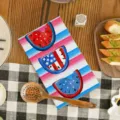 Patriotisches Küchentuch mit rot weiß blauen Wassermelonen Motiven für die Sommer Deko Artikel. - Stil 7 / 1 Stück