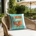 Summer vacation turquoise stripe decorative throw pillow cover for outdoor patio sofa - Mama Margarita Style (CDR492-15) / 45*45cm Short Plush Single Sided