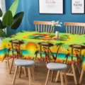 Nappe de Table Tropicale Perroquet Bord Odule Rectangulaire Decoration de Cuisine - Style ZB742-6 (Bord Festonné) / 40x60cm Tissu Brossé