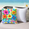 Colorful tropical summer floral print throw pillow for beach vacation home decoration - 45*45cm Short Plush Single Sided Without Core / CDR491-12