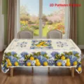 Nappe d'été citron avec motif en porcelaine bleue et blanche, housse de table à manger très élégante. - Style ZB742-7 (Bord Festonné) / 40x60cm Tissu Brossé