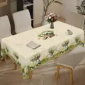 Εαρινό λουλουδάτο ορθογώνιο τραπεζομάντηλο με vintage αυτοκίνητο και μαργαρίτες διακόσμηση. - Ποιμενικό Κάρο και Ποδήλατο (ZB743--22) / Κοντό Λούτρινο Κυματιστή Άκρη