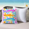 Summer beach style colorful fish printed throw pillow for outdoor patio and coastal home decor - 45*45cm Short Plush Single Sided Without Core / CDR491-13