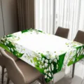 Floral Tablecloth Spring Summer Botanical Dining Table Cover Dustproof Home Decor Variant - 40x60cm Brushed Fabric / Watercolor White Flowers & Leaves (ZB741-7)