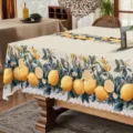 Nappe Imprimee Citron avec Bordure en Dentelle Ete Cuisine Table de Salle Manger Tissu - Style ZB742-8 (Bord Festonné) / 40x60cm Tissu Brossé