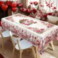 Floral tablecloth pink rose pattern rectangular table cover for dining room home decor - 40*60cm Brushed Fabric / Pink Roses & Tulips (ZB741-8)
