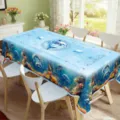 Ocean dolphin print tablecloth for dining table home decor rectangle dustproof fabric cover - 40x60cm Brushed Fabric / Ocean World Dolphin Coral (ZB741-10)