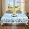 Nautical anchor tablecloth blue floral dining table cover beautiful home decor style variant design - 40x60cm Brushed Fabric / Mediterranean Beach and Anchor (ZB741-11)