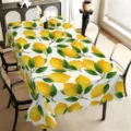 Nappe motif citron d'été avec bordure ondulée pour décoration de table à manger, anti-poussière. - Style ZB742-13 (Bord Festonné) / 40x60cm Tissu Brossé