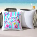 Colorful summer island decorative throw pillow, vibrant beach style square cushion variant. - 45*45cm Short Plush Single Sided Without Core / CDR491-23