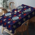 American Independence Day Tablecloth Patriotic Star Pattern Fabric Dining Table Cover Decor SKU - Red and White Stars Style (ZB225-10) / 40x60cm Brushed Fabric (20g)