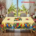 Nappe imprimée perroquet tropical avec bord ondulé pour décoration de salle à manger d'été - Style ZB742-14 (Bord Festonné) / 40x60cm Tissu Brossé