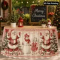 Tovaglia di Natale impermeabile poliestere vintage Babbo Natale pupazzo decorazione - Stile 12 / 140*75CM