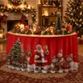 Festliche Weihnachtstischdecke rund mit Weihnachtsmann und Rentier Motiv, wasserdicht. - ZQUN17-12