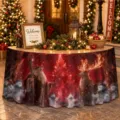 Weihnachts Tischdecke Polyester wasserdicht festlicher Tischrock Weihnachtsdeko Party - ZQUN17-14