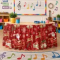 Gonna da tavolo di Natale impermeabile decorazione festiva per le feste in casa calda - Stampa Babbo Natale Fondo Rosso (ZQUN11-30) / 140*75CM