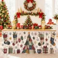 Weihnachtstischrock urlaub dekorative tischdecke mit festlichem patchwork baum design - Patchwork-Weihnachtsbaum-Stil (ZQUN17-30)