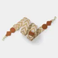 Adjustable wide shoulder bag strap featuring a chic chevron pattern and leather accents. - Light Gold Buckle / Brown