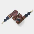 Adjustable wide bag strap replacement colorful geometric pattern shoulder crossbody - Light Gold Buckle / Blue