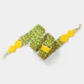 Adjustable wide replacement shoulder strap for crossbody bags with green and yellow leopard print. - Light Gold Buckle / Yellow