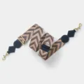 Adjustable wide replacement strap for shoulder crossbody bags with chic geometric woven pattern. - Light Gold Buckle / Blue